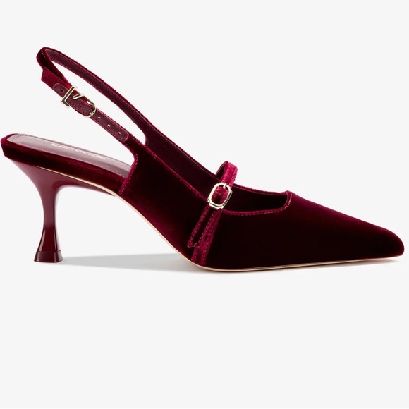 Larroude Ines Pump in Wine Velvet - Picture 6 of 15